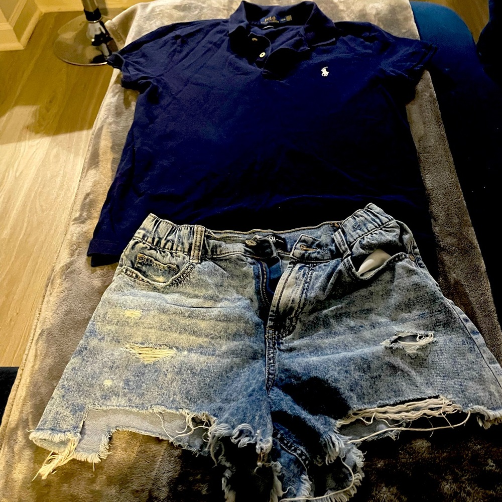 Pre wash denim shorts